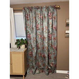 Set Of Two Extra Wide Floral Backed Curtains 74”x84” Lined And Heavy